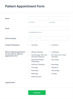 Patient Appointment Form Template