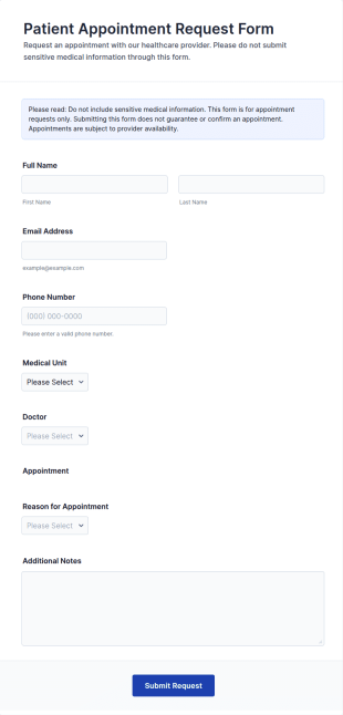 Patient Appointment Request Form Template
