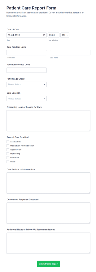 Patient Care Report Form Template