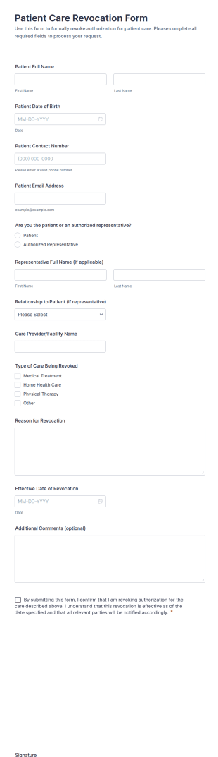 Patient Care Revocation Form Template