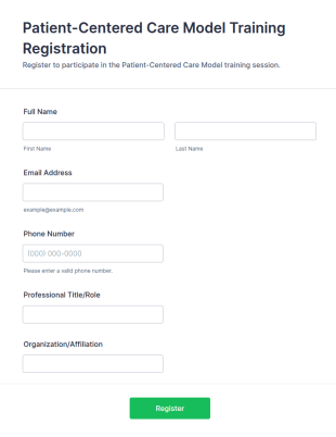 Patient Centered Care Model Training Registration Form Template