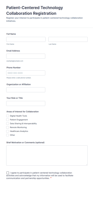 Patient Centered Technology Collaboration Registration Form Template