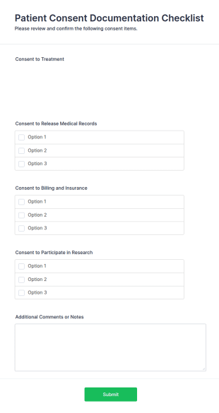 Patient Consent Documentation Checklist Form Template