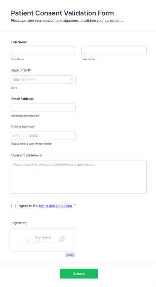 Patient Consent Validation Form Template