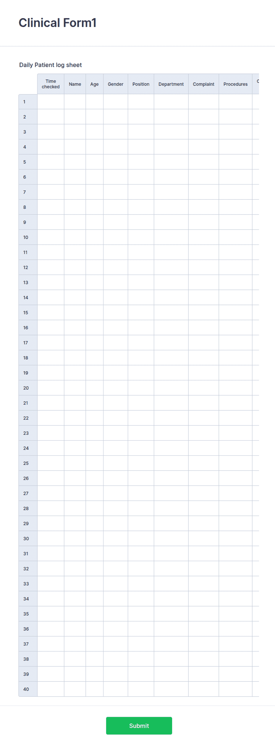 Patient Daily Log Form Template | Jotform