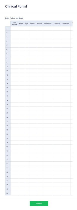 Patient Daily Log Form Template