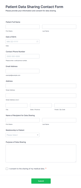 Patient Data Sharing Contact Form Template