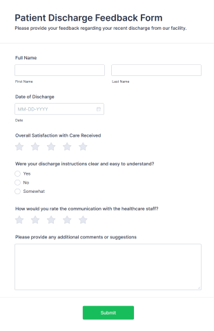 Patient Discharge Feedback Form Template
