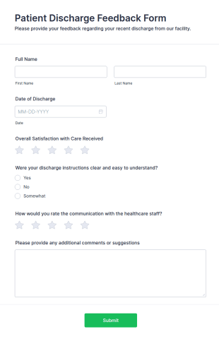 Patient Discharge Feedback Form Template