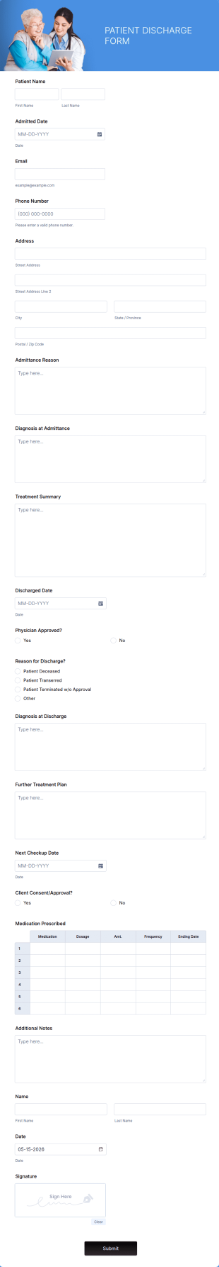 Patient Discharge Form Template