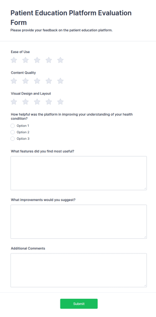 Patient Education Platform Evaluation Form Template