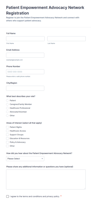 Patient Empowerment Advocacy Network Registration Form Template