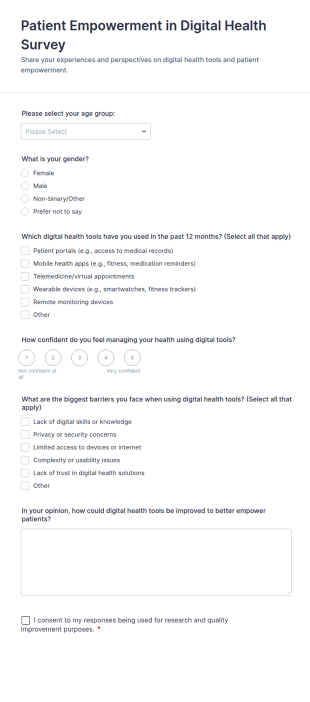 Patient Empowerment In Digital Health Survey Form Template