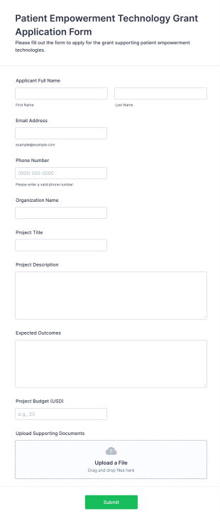 Patient Empowerment Technology Grant Application Form Template