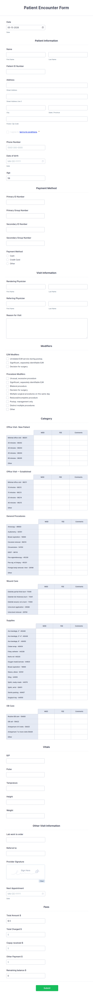 Patient Encounter Form Template | Jotform
