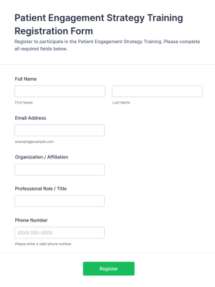 Patient Engagement Strategy Training Registration Form Template