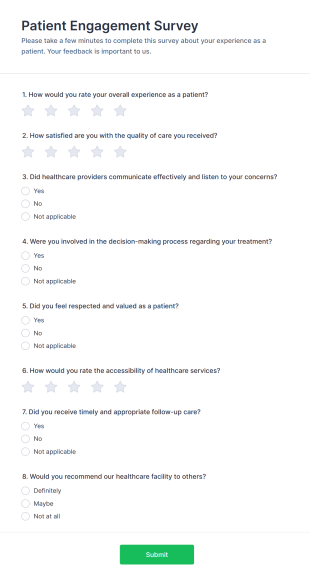 Patient Engagement Survey Form Template