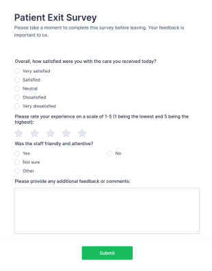 Patient Exit Survey Form Template