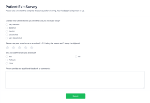 Patient Exit Survey Form Template