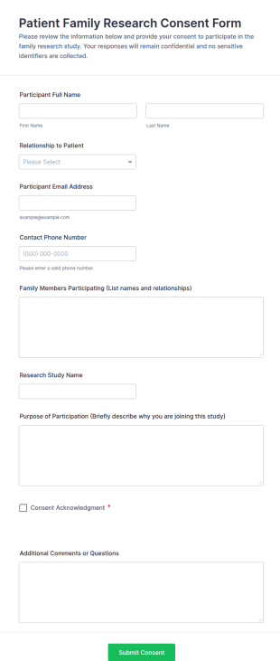 Patient Family Research Consent Form Template