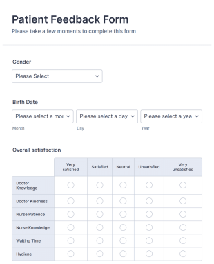 Patient Feedback Form Template