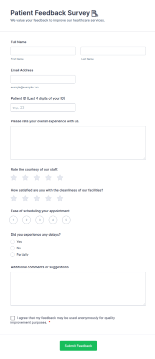 Patient Feedback Survey 📝 Form Template
