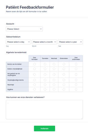 Patiënt Feedbackformulier