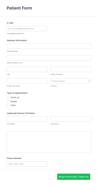 Patient Intake And Appointment Request Form Template