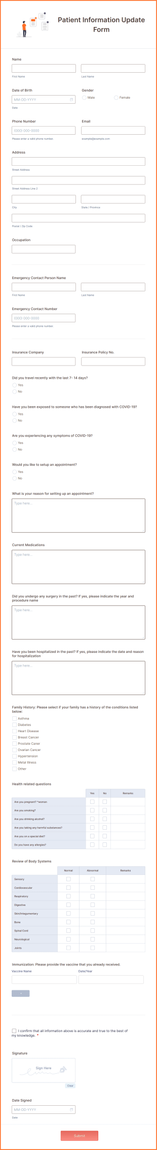 Patient Information Update Form Template