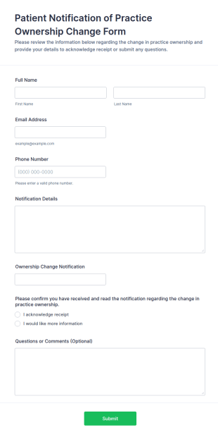 Patient Notification Of Practice Ownership Change Form Template