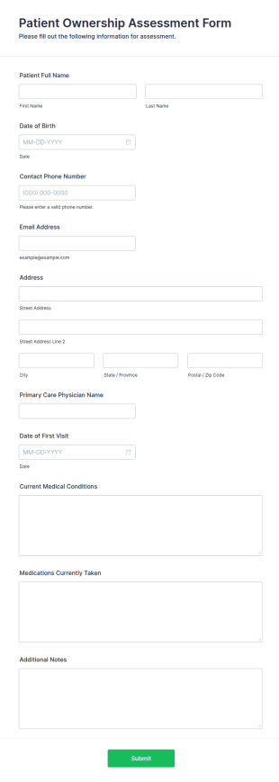 Patient Ownership Assessment Form Template