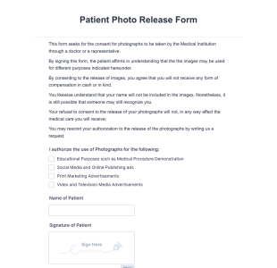 Patient Photo Release Form Template