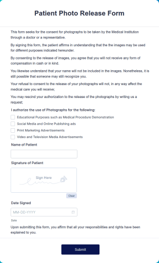 Patient Photo Release Form Template