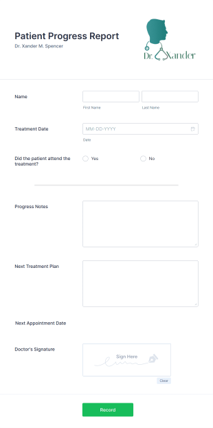 Patient Progress Report Form Template