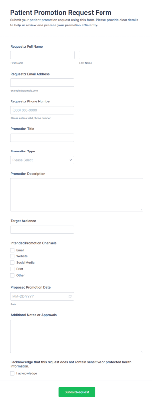Patient Promotion Request Form Template