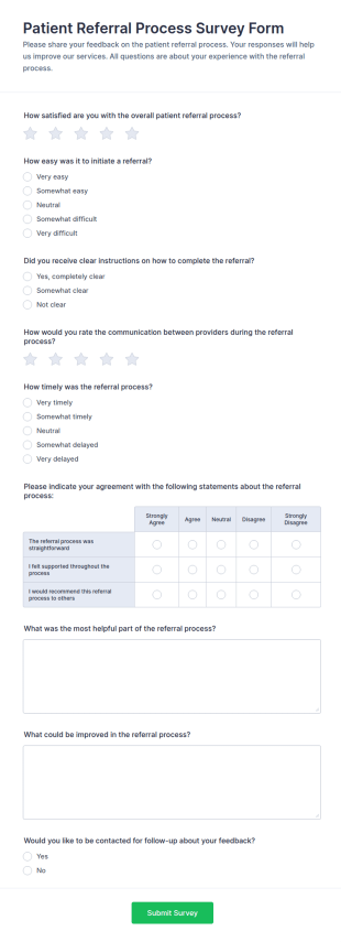 Patient Referral Process Survey Form Template