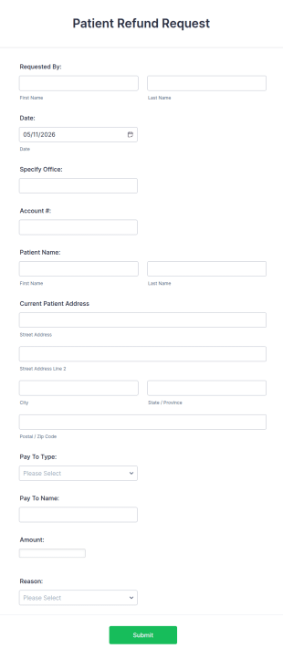 Patient Refund Request Form Template