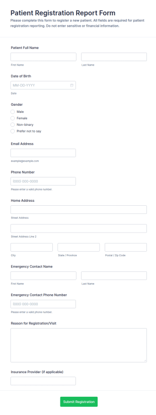 Patient Registration Report Form Template