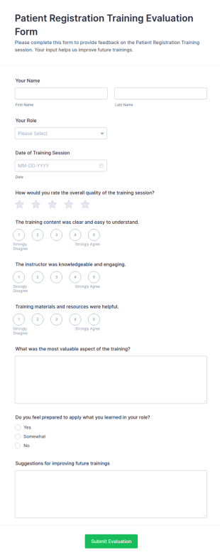 Patient Registration Training Evaluation Form Template