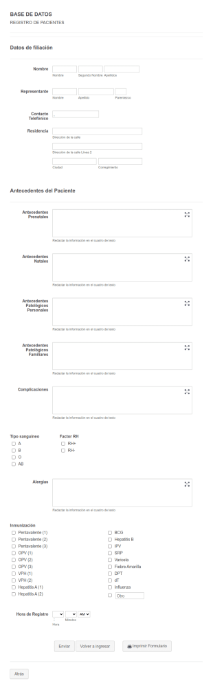 Patient Registry And Immunization Form In Spanish