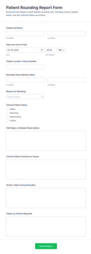 Patient Rounding Report Form Template