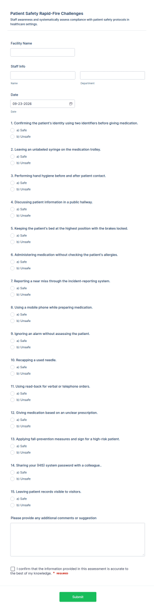 Patient Safety Rapid Fire Challenge Form Template