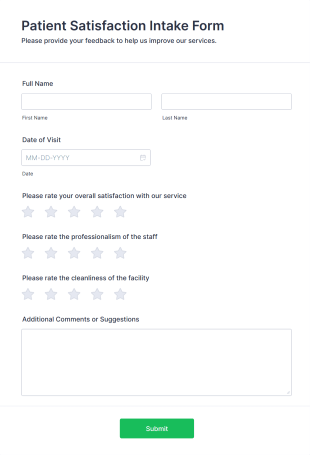 Patient Satisfaction Intake Form Template
