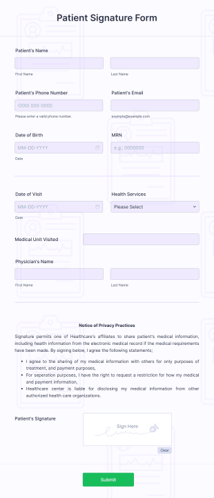 Patient Signature Form Template
