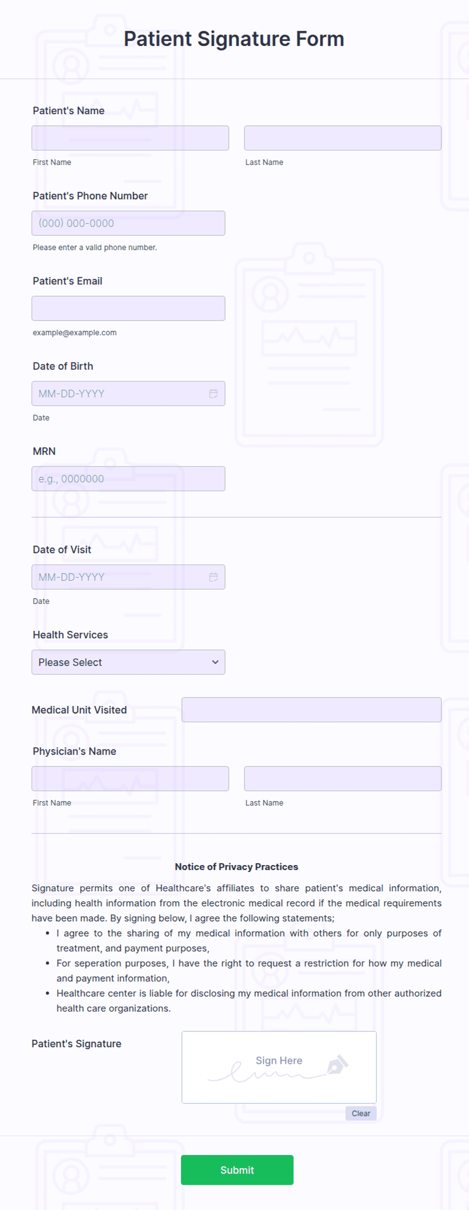 Patient Signature Form Template | Jotform