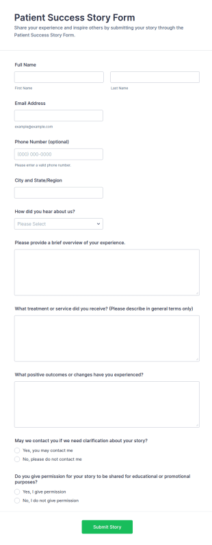 Patient Success Story Form Template