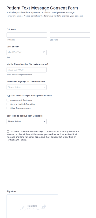 Patient Text Message Consent Form Template