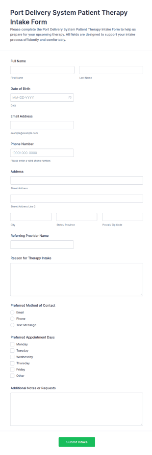 Patient Therapy Intake Form Template
