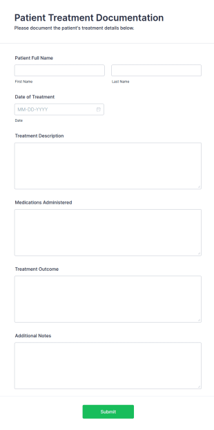 Patient Treatment Documentation Form Template