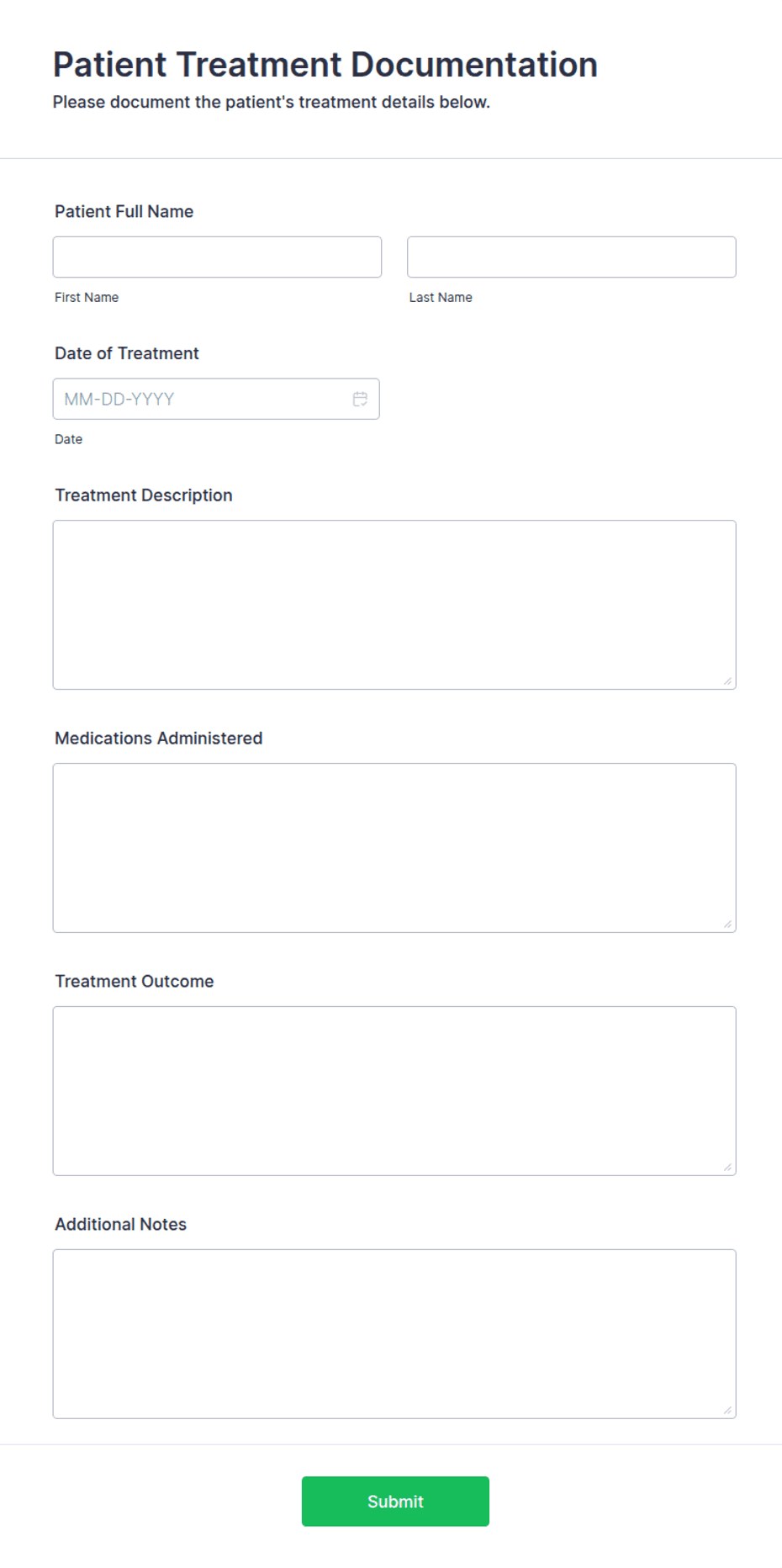 Patient Document.pdf Patient Treatment Documentation Form Template | Jotform